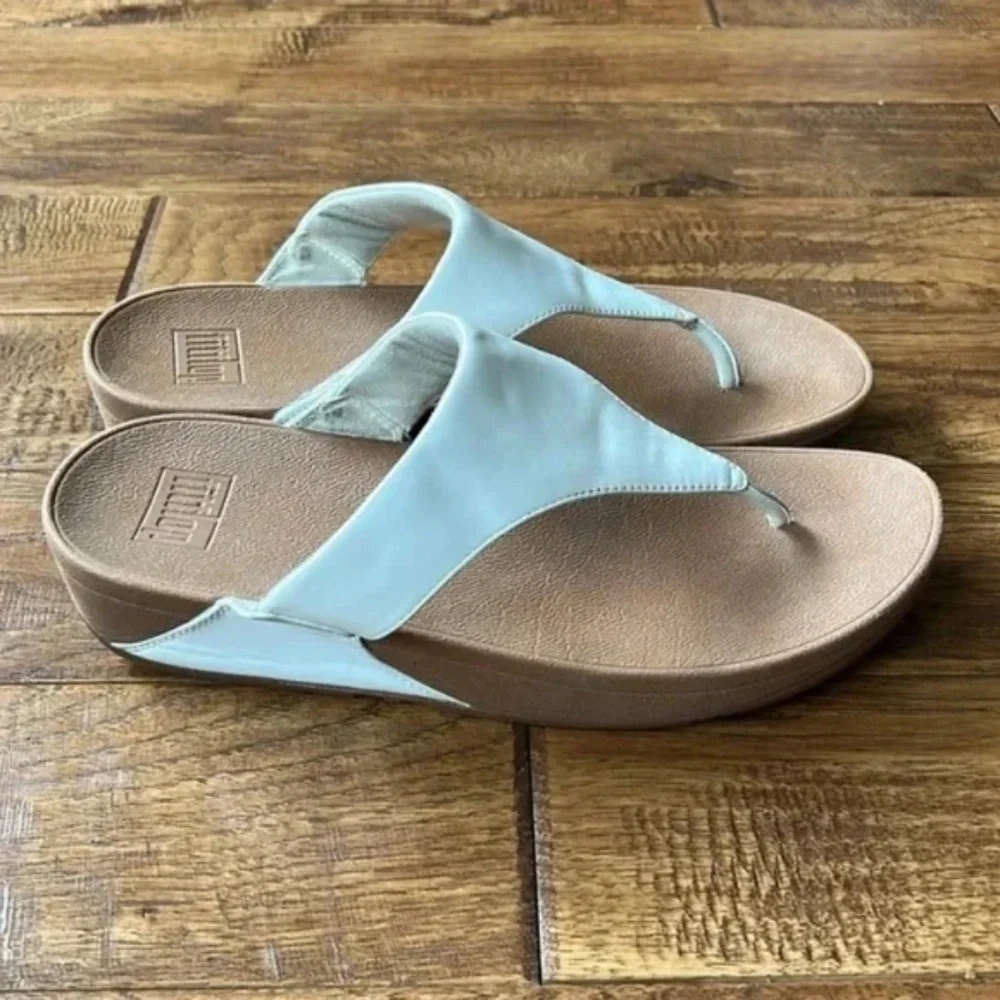 Fitflop Lulu Leather Toe Post Sandals Comfort Shoes White Size 11